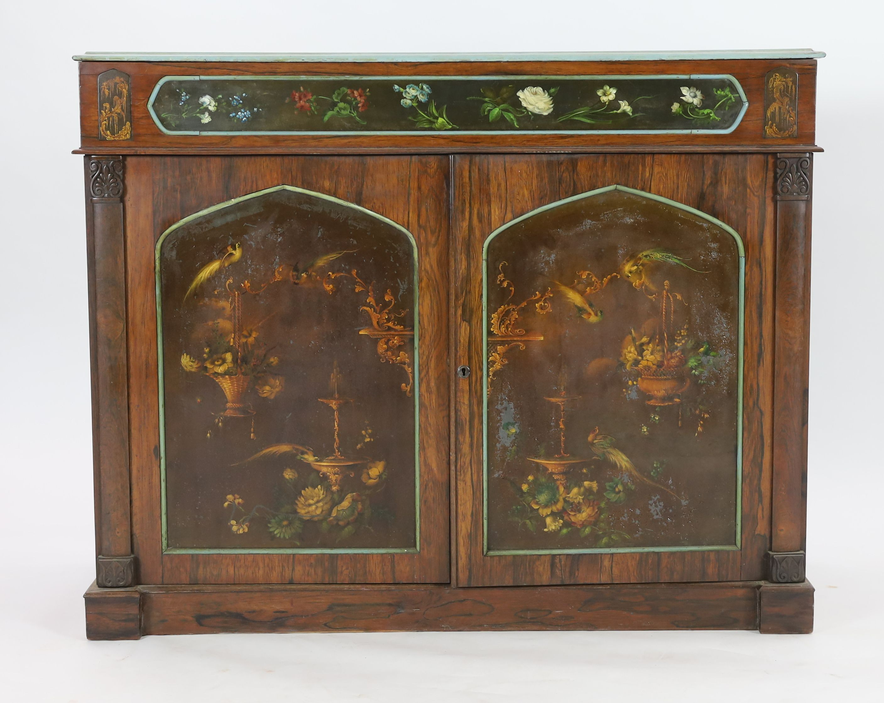 A Regency rosewood side cabinet, W.123cm D.53cm H.97cm
